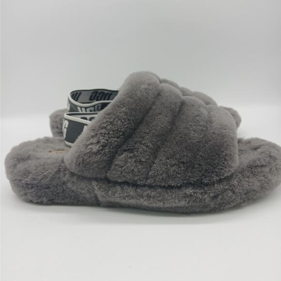 UGG Women's Slip on Fluff Yeah Slide Slipper Shoes Charcoal Gray Size 9 - Picture 3 of 9
